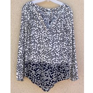 Boden Navy and White Polka Dot Blouse